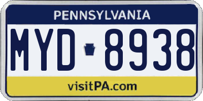 PA license plate MYD8938