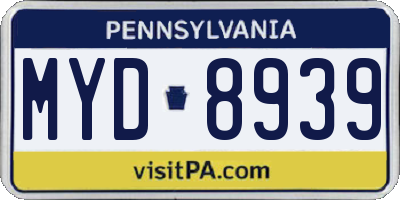 PA license plate MYD8939