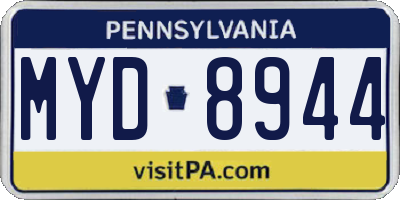 PA license plate MYD8944