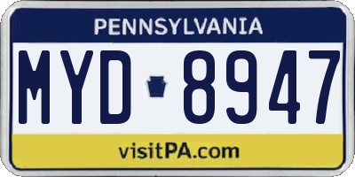 PA license plate MYD8947
