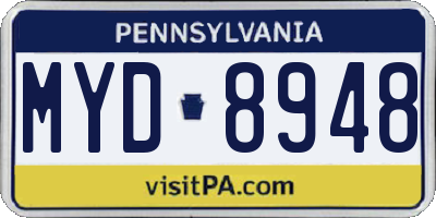 PA license plate MYD8948