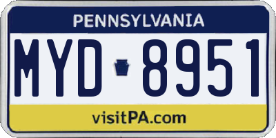 PA license plate MYD8951