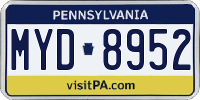PA license plate MYD8952