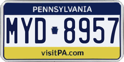 PA license plate MYD8957