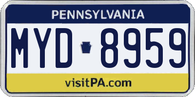 PA license plate MYD8959