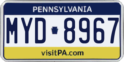 PA license plate MYD8967