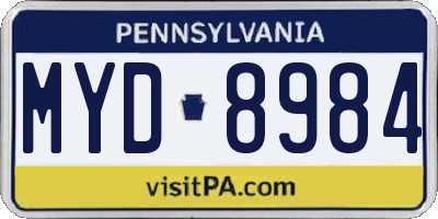 PA license plate MYD8984