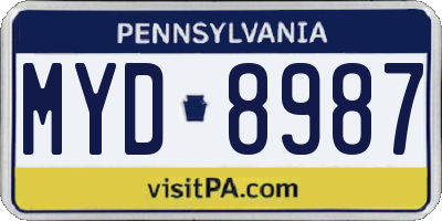PA license plate MYD8987