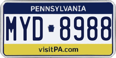 PA license plate MYD8988
