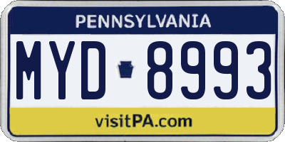 PA license plate MYD8993