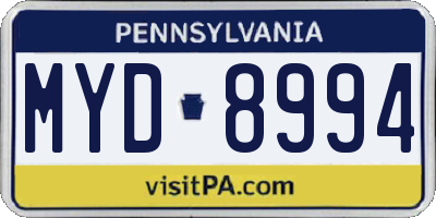 PA license plate MYD8994