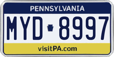 PA license plate MYD8997