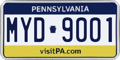 PA license plate MYD9001