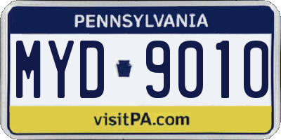 PA license plate MYD9010
