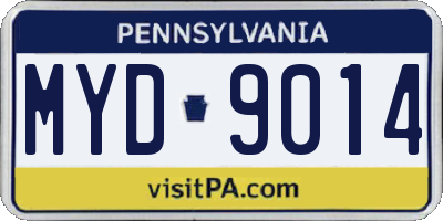 PA license plate MYD9014