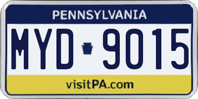 PA license plate MYD9015