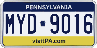 PA license plate MYD9016