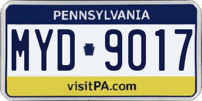 PA license plate MYD9017