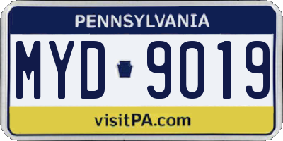 PA license plate MYD9019
