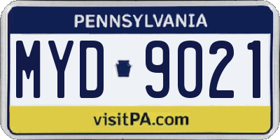 PA license plate MYD9021