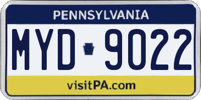 PA license plate MYD9022