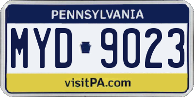 PA license plate MYD9023