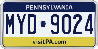 PA license plate MYD9024