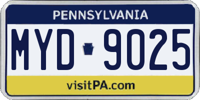 PA license plate MYD9025