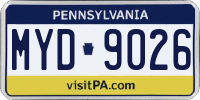 PA license plate MYD9026