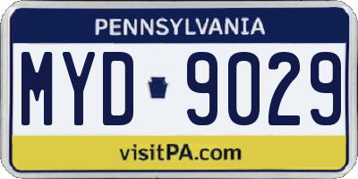 PA license plate MYD9029