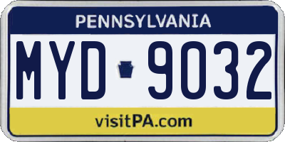 PA license plate MYD9032