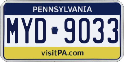 PA license plate MYD9033