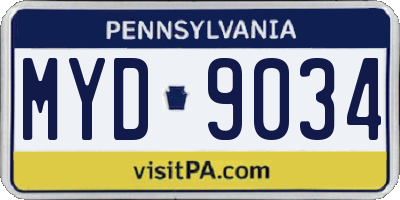 PA license plate MYD9034