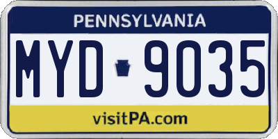 PA license plate MYD9035