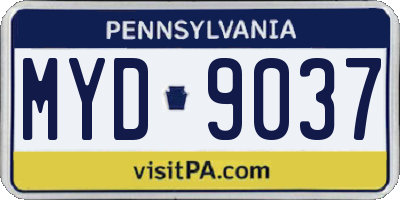 PA license plate MYD9037