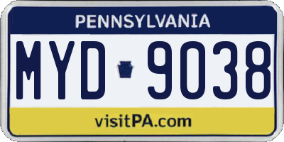 PA license plate MYD9038