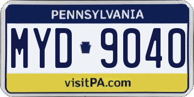 PA license plate MYD9040