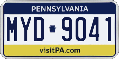 PA license plate MYD9041