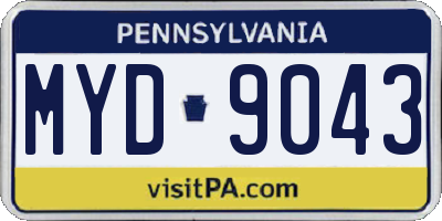 PA license plate MYD9043