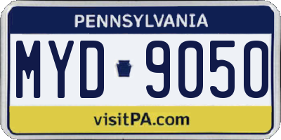 PA license plate MYD9050