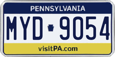 PA license plate MYD9054