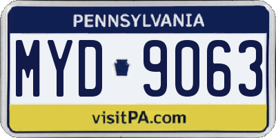 PA license plate MYD9063