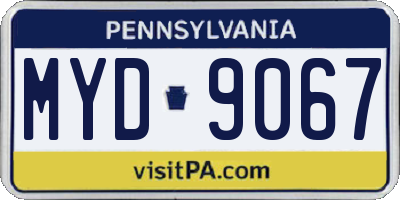 PA license plate MYD9067