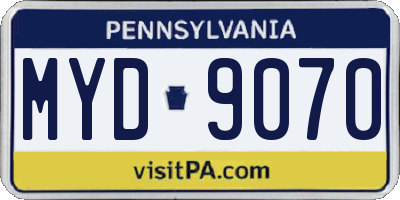 PA license plate MYD9070