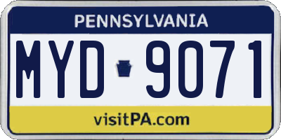 PA license plate MYD9071