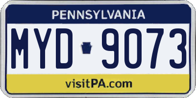 PA license plate MYD9073