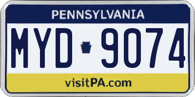 PA license plate MYD9074