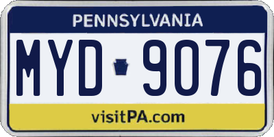 PA license plate MYD9076