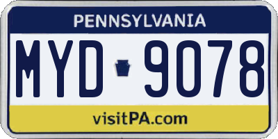 PA license plate MYD9078