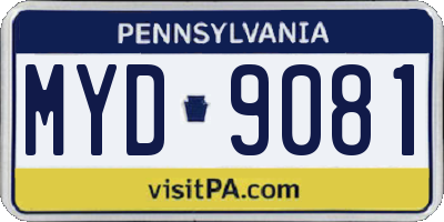 PA license plate MYD9081
